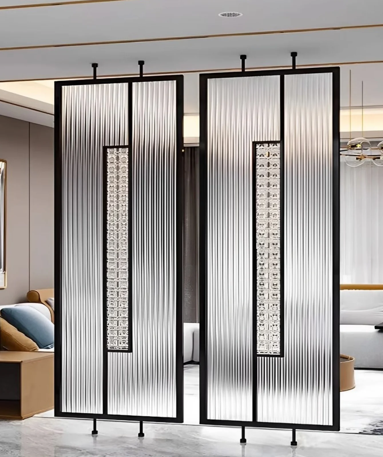Glass and stainless steel decorative screen reference 7